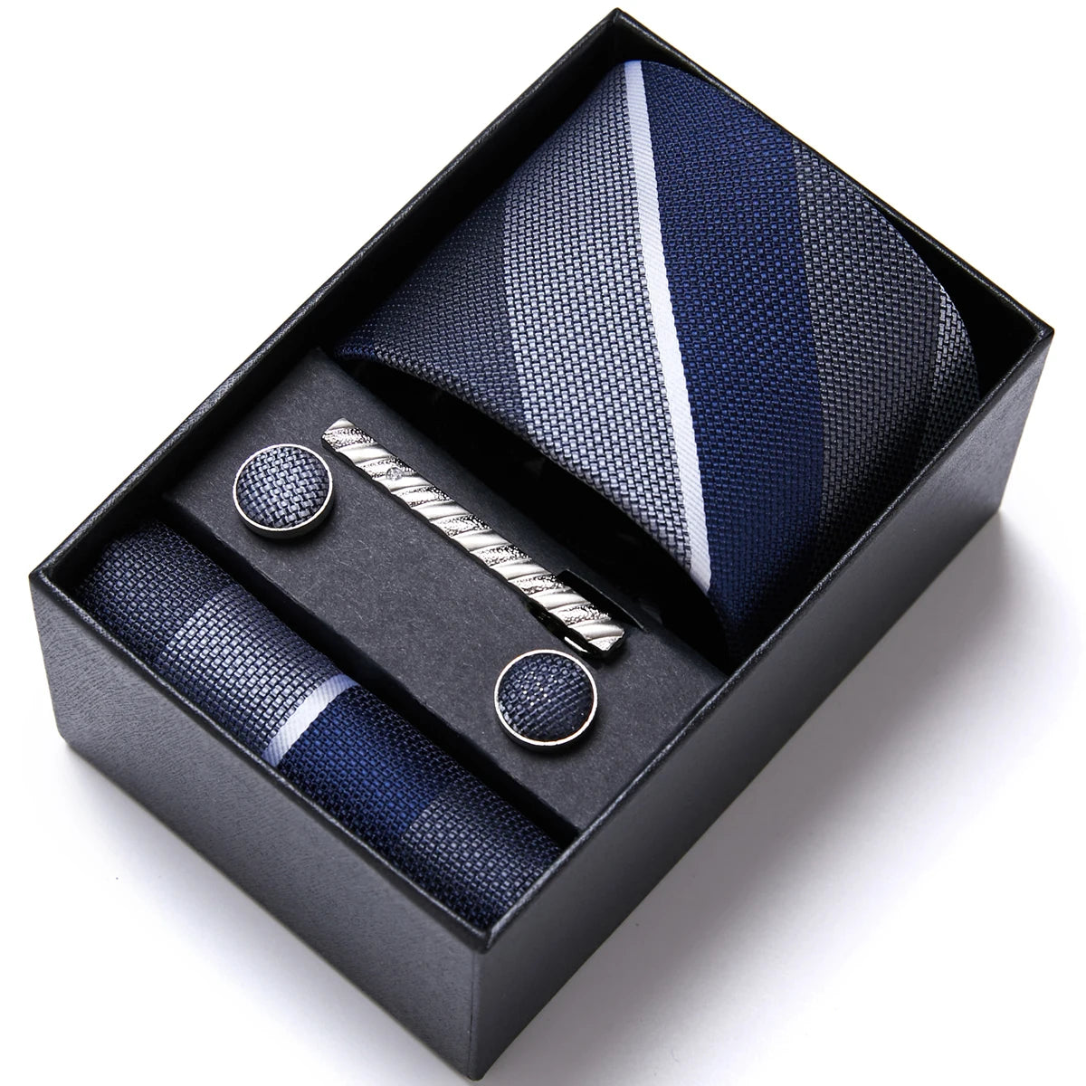 Jacquard Fashion Brand Tie Pocket Squares Set For Men Tie Handkerchief Cufflink Necktie Gift Box Fit Wedding Holiday Workplace