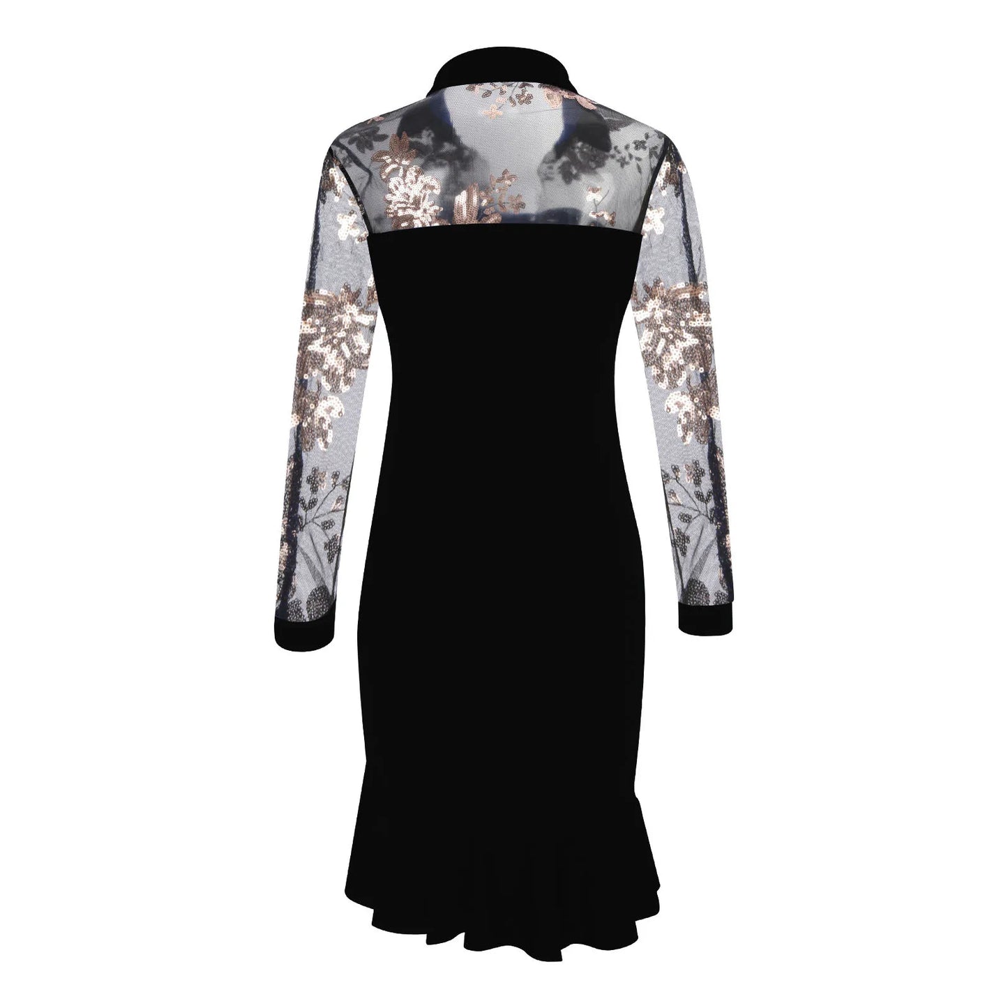 Spring Summer Sexy Mesh Ruffle Dress 2024 Wome Long Sleeve Irregularity Midi Dress Fashion Print Elegant Party Dresses