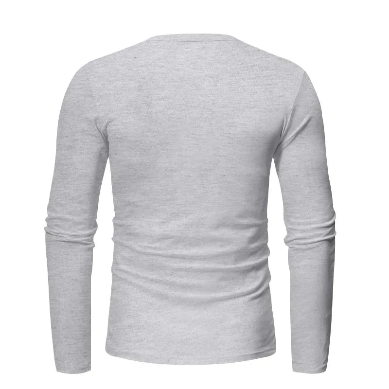 Cross-border Spring and Autumn Clothing European and American Men's T-Shirt Long-sleeved Men's Base Henry Shirt