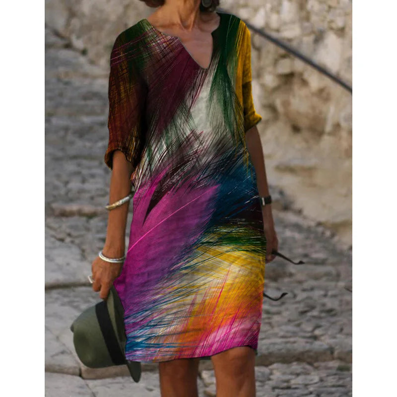 New Spring Women Loose Vintage Ruffles Dress Summer Large Big Printed Boho Casual Party Elegant Dresses