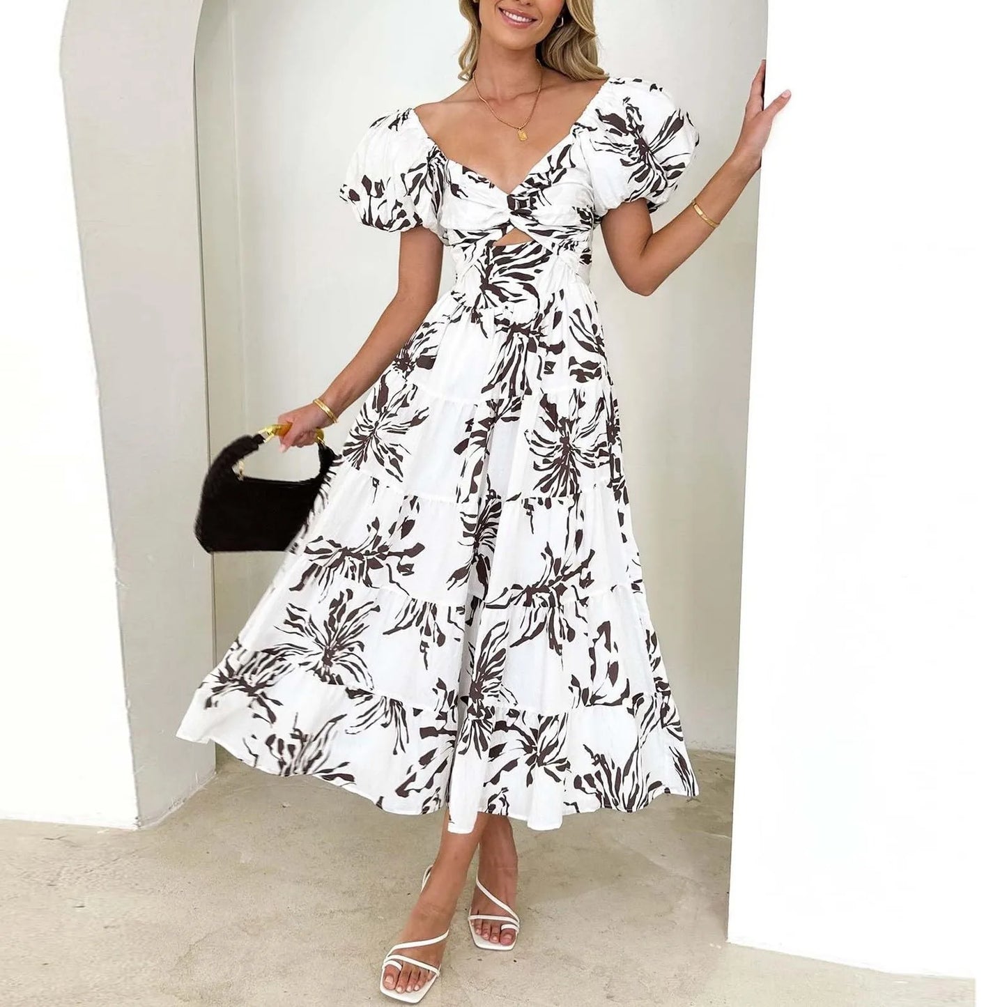 Vestidos Para Mujer Spring Formal Dresses For Women V-Neck Floral Long Dress Casual Summer Dresses For Women Floral Formal Dress