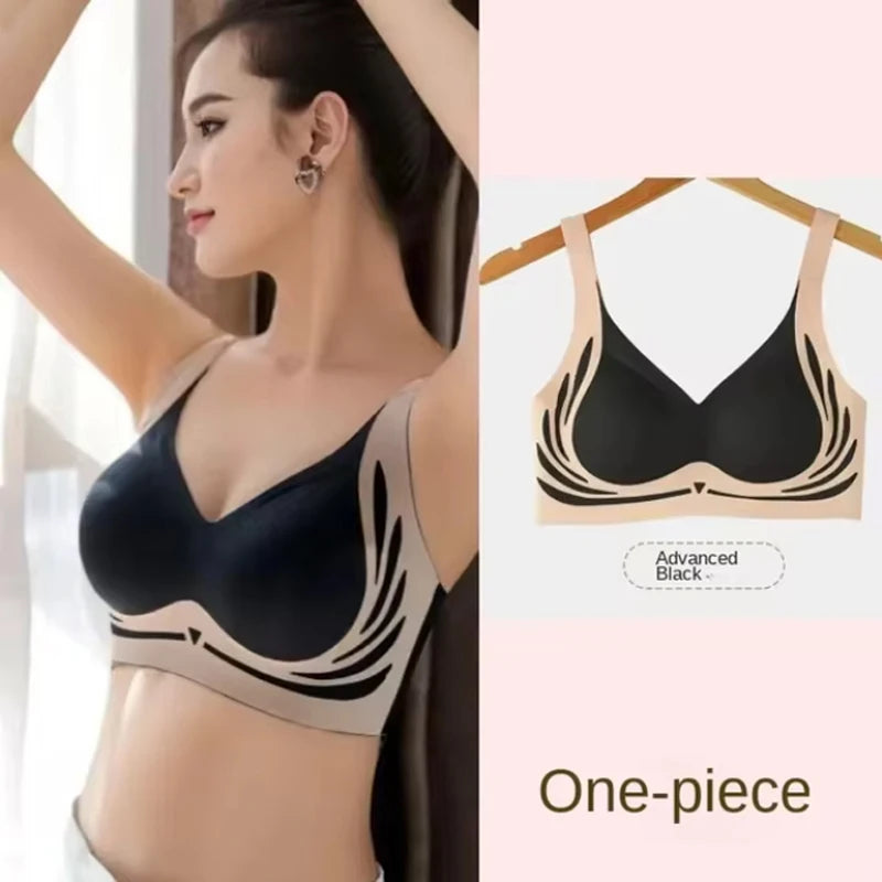 Super Gather Wireless Push-up Bra Women Gathered Up Soft Support Adjustable Underwear Anti-sagging Seamless Lift-up Bra