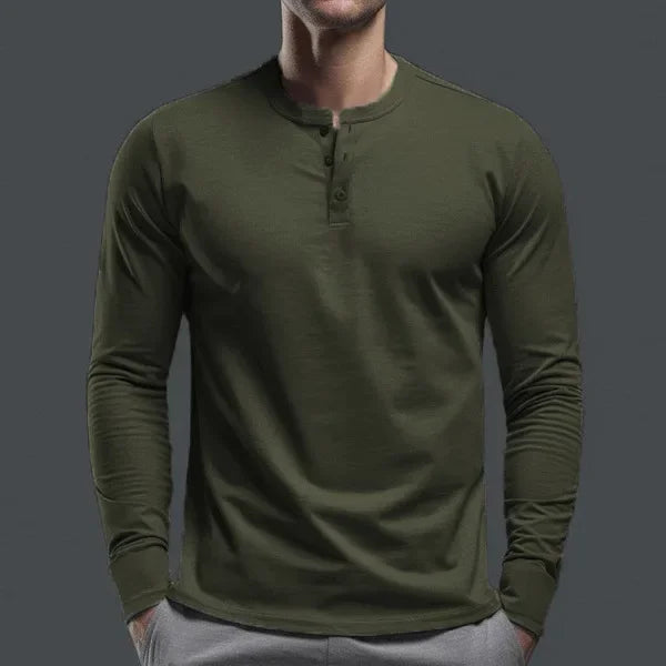 Cross-border Spring and Autumn Clothing European and American Men's T-Shirt Long-sleeved Men's Base Henry Shirt
