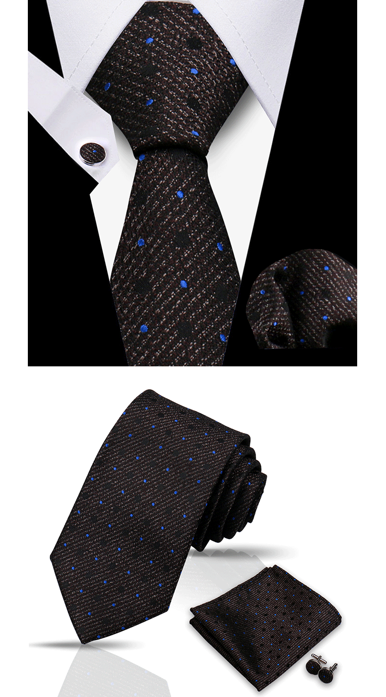 Tie For Men Classic Plaid Handkerchiefs Red Necktie Cufflinks For Men Blouse Business Wedding Accessories Women Collar Man Gift