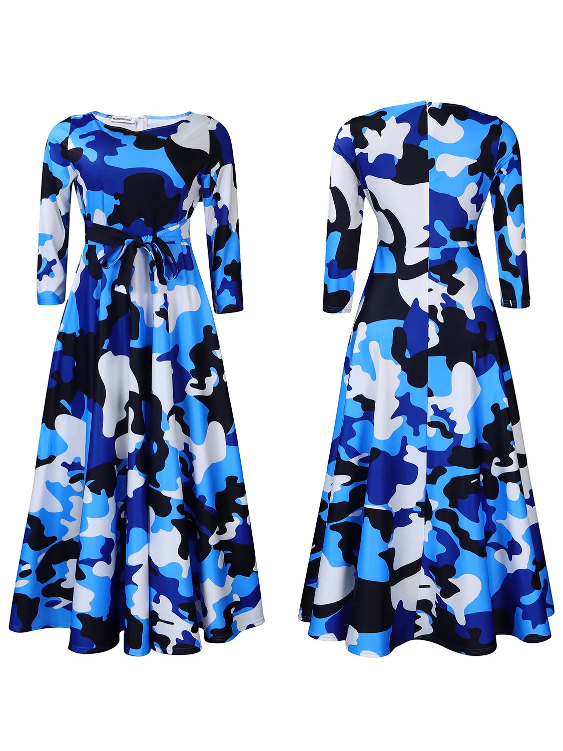 Women's 2024 Autumn New Style Fashionable Elegant Temperament Fashionable Printed Strap Waist Large Skirt Large Size Dress