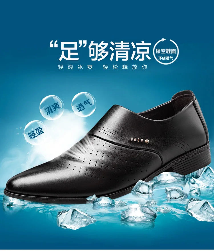 Zapatos Spring Men Leather Shoe Carved Business Formal Dress British Style Large Size Men Shoe Hollowed Out Perforated Men Shoes