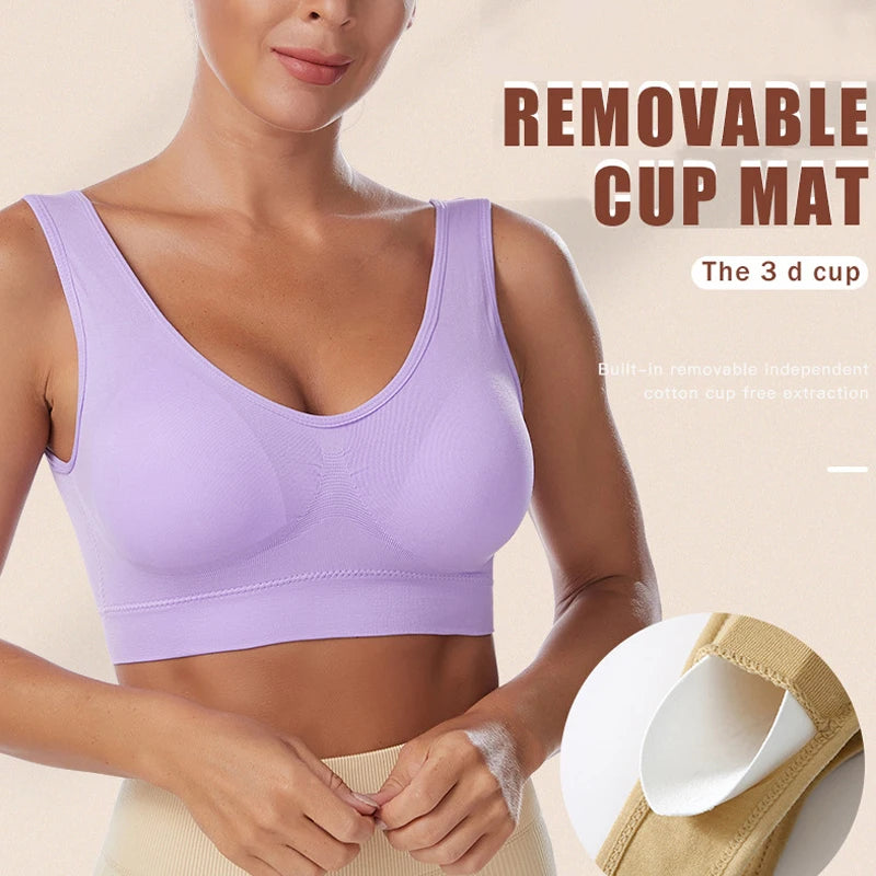 Women Sexy Bra Plus Size Seamless Breathable Brassiere Wire Free Bralette Underwear Comfortable Active Padded Brassiere Crop Top