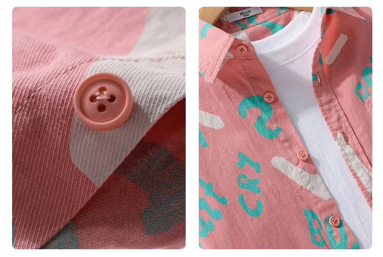 Spring Autumn Men's Clothing Design Sense Simple Long Sleeve Letter Printed Shirt Trendy Casual Fashion Versatile Men's Blouse