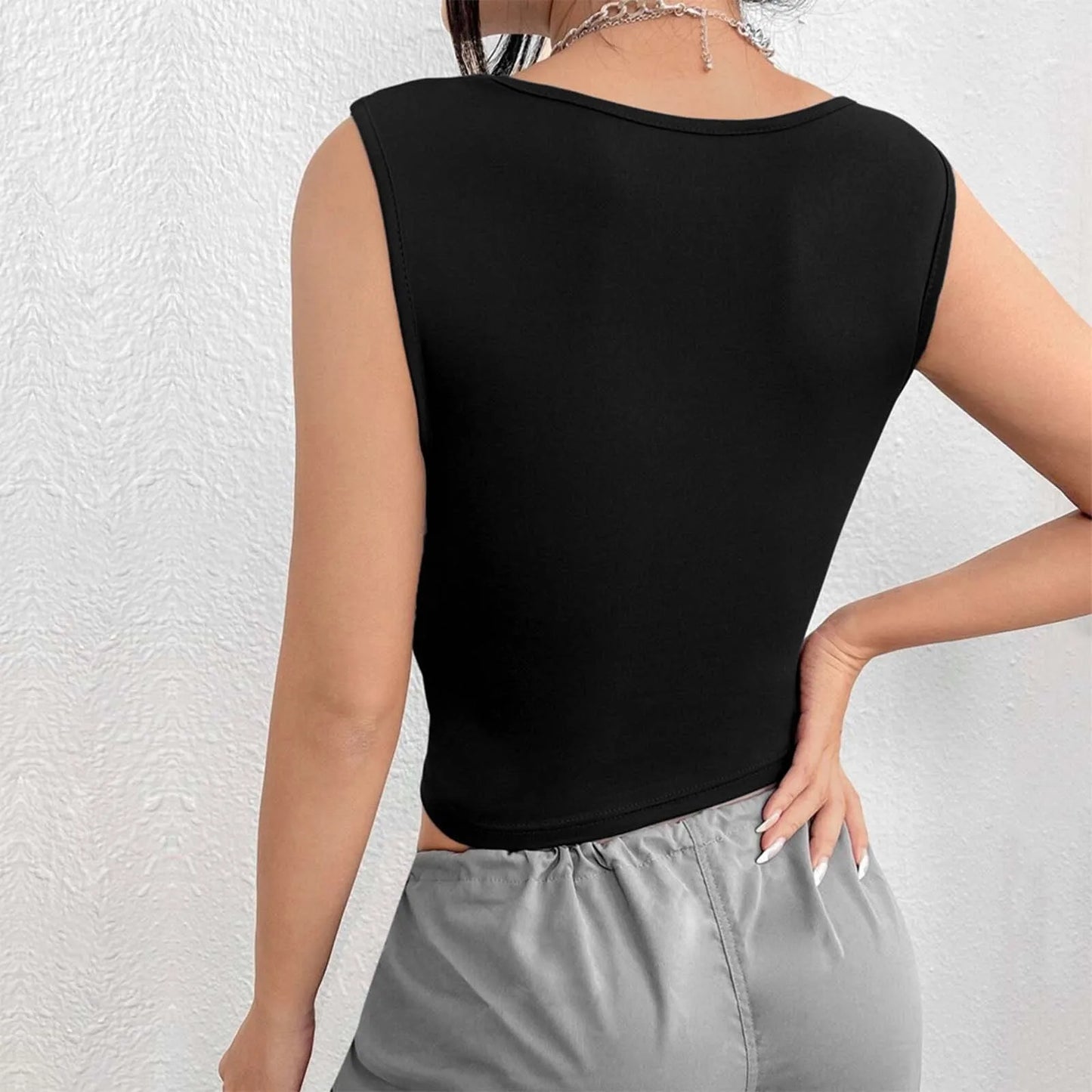 Korean Fashion Tank Crop Tops Women's Slim Fit Short Sexy Blouse Solid Square Neck Push Up Camisole Streetwear Y2k Tops футболка