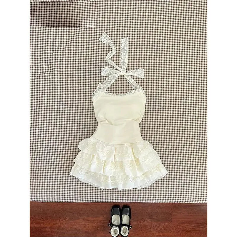 Spring Sleeveless Lace Dress Women Elegant Spaghetti Strap Slim Fit Floral Lace Party Dress Sexy Chic Casual Dress Outfit 2025