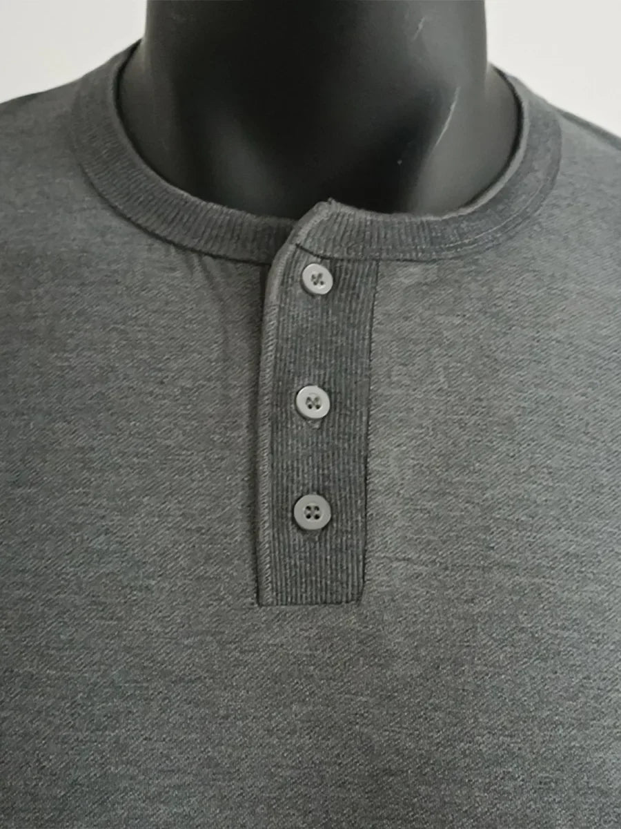 Cross-border Spring and Autumn Clothing European and American Men's T-Shirt Long-sleeved Men's Base Henry Shirt