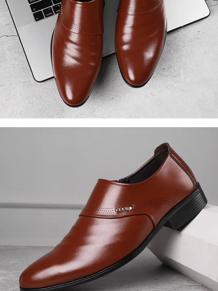 Zapatos Spring Men Leather Shoe Carved Business Formal Dress British Style Large Size Men Shoe Hollowed Out Perforated Men Shoes