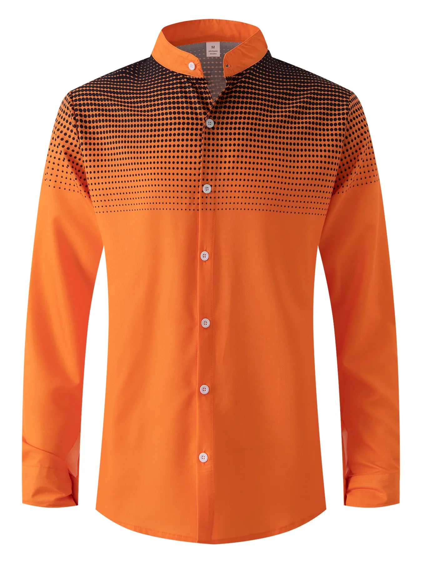 Spring autumn men's fashion evening dress four round polka dot printed long-sleeved shirt stand collar gradient top