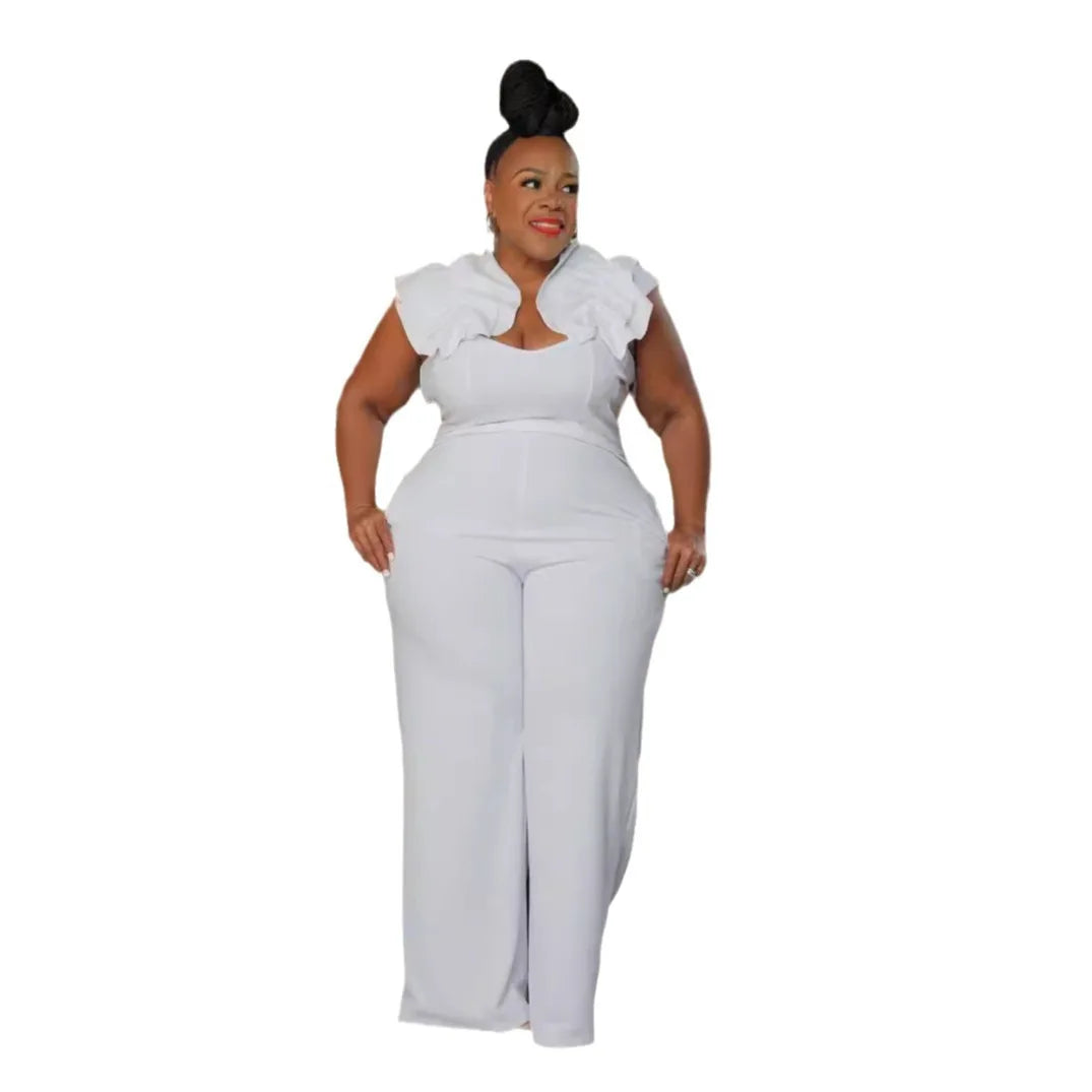 Plus Size Women Clothes Jumpsuit Summer Clothes Black Urban Leisure Bodysuit New 2024 Wide Leg Jumpsuit