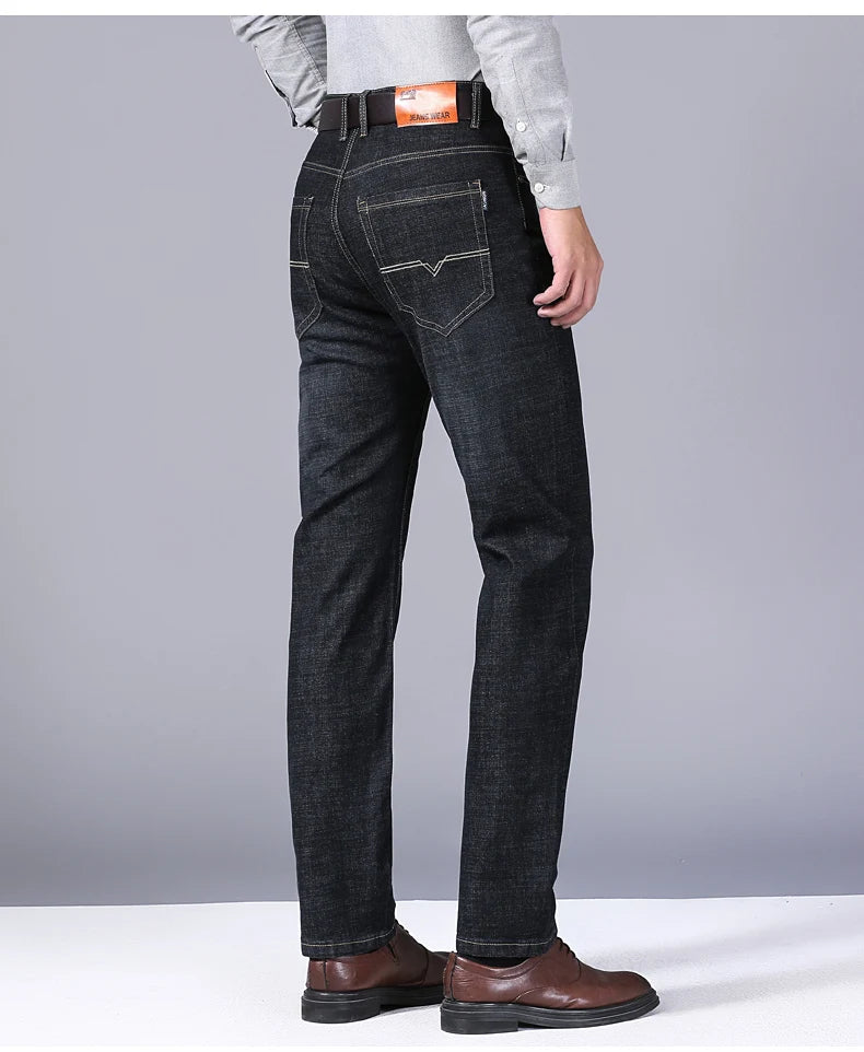 2024 New Stretch Slim Fit Pants Comfortable Soft Business Denim Trousers Male Brand Clothing Men Fashion Straight Jeans 28-40