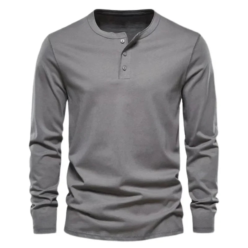 Cross-border Spring and Autumn Clothing European and American Men's T-Shirt Long-sleeved Men's Base Henry Shirt