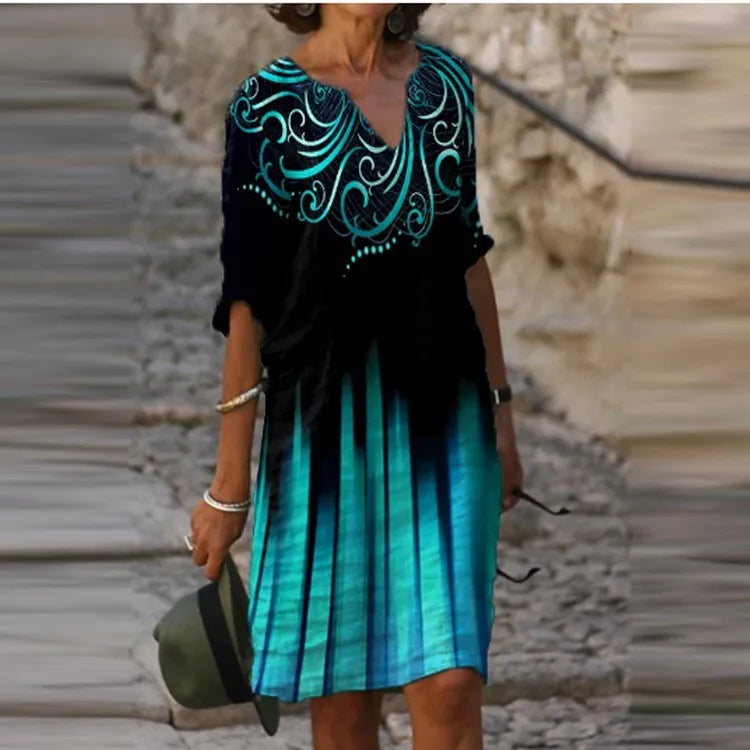 New Spring Women Loose Vintage Ruffles Dress Summer Large Big Printed Boho Casual Party Elegant Dresses