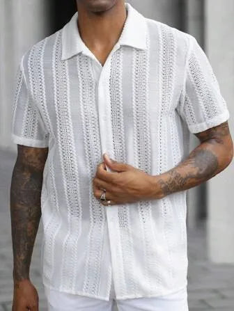 Spring and Summer Men's Sexy Short-sleeved Shirt, Outdoor Leisure Beach Men's Top Shirt, Comfortable Breathable Shirt for Men