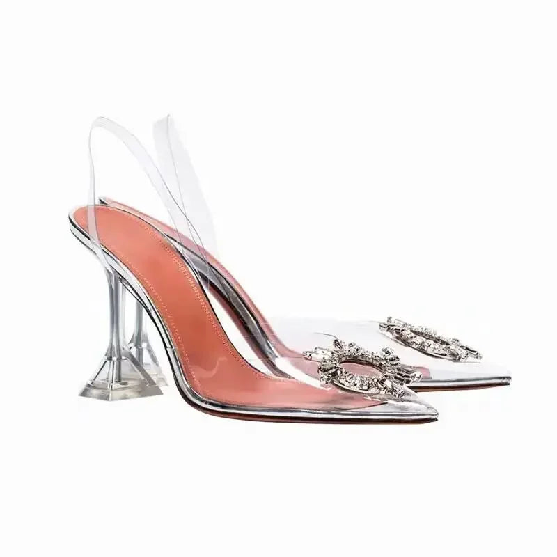 2024 Women Pumps Luxury Crystal Slingback High Heels Ladies Summer Shoes Pumps Woman Heeled Party Wedding Shoes Plus Size