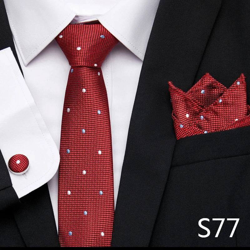 Hot Sale Holiday Gift Tie Pocket Squares Cufflink Set Necktie Dot Man Dark Grey Wedding Accessories Performance