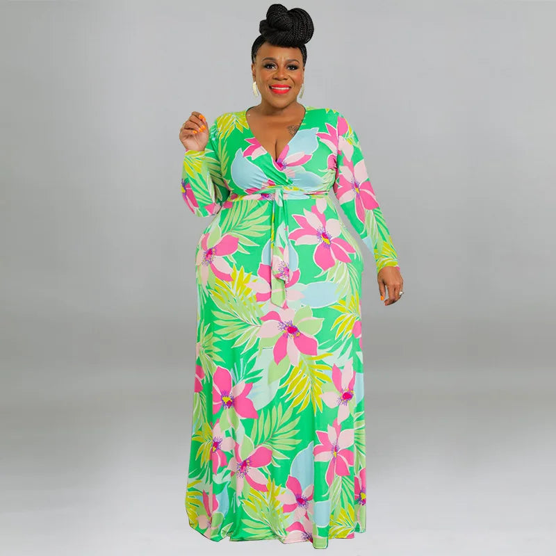 XL-5XL Plus Size Clothes Dresses Women Robes Summer Spring Long Sleeve Street Style Casual 3XL 4XL Big Size Maxi Dress Oversize