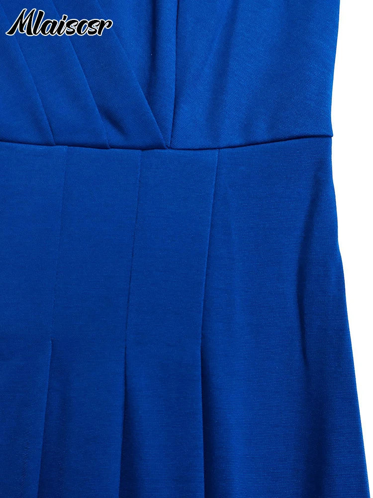 Mlaiscsr Evening Gowns Dresses with Belt Women Clothing V Neck 3/4 Sleeves A Line Pleataed Dress Occasion Elegant Office Outfits