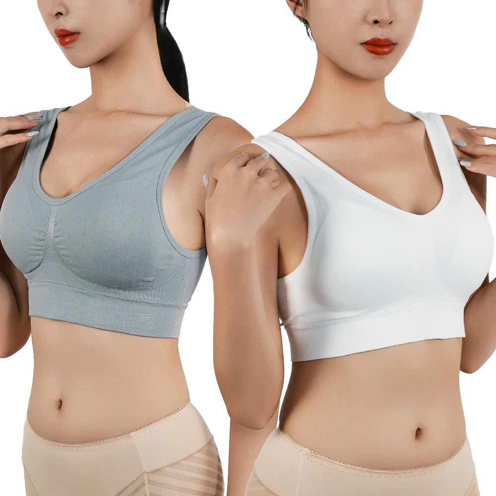 Women Large Seamless Bras Push Up Sports Top Female Breathable Brassiere Unwired Active Padded Bra Crop Top Gym Runing Yoga Vest