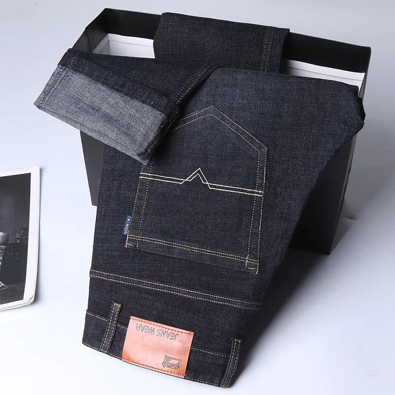 2024 New Stretch Slim Fit Pants Comfortable Soft Business Denim Trousers Male Brand Clothing Men Fashion Straight Jeans 28-40