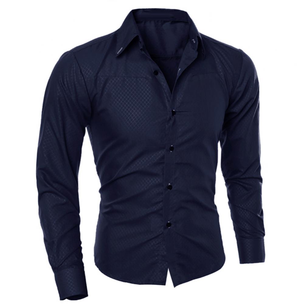 Fashion spring autumn Men Shirts New Arrivals Slim Fit Male Shirt Solid Long Sleeve British Style Office Cotton Men's Shirt