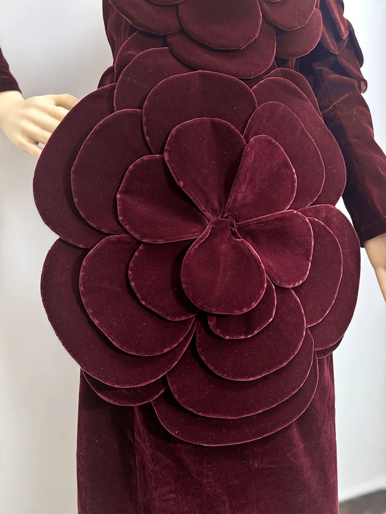 Solid Slimming Fashion Dresses for Women Strapless Sleeveless Patchwork 3D Flower Elegant Dress Female Clothing New
