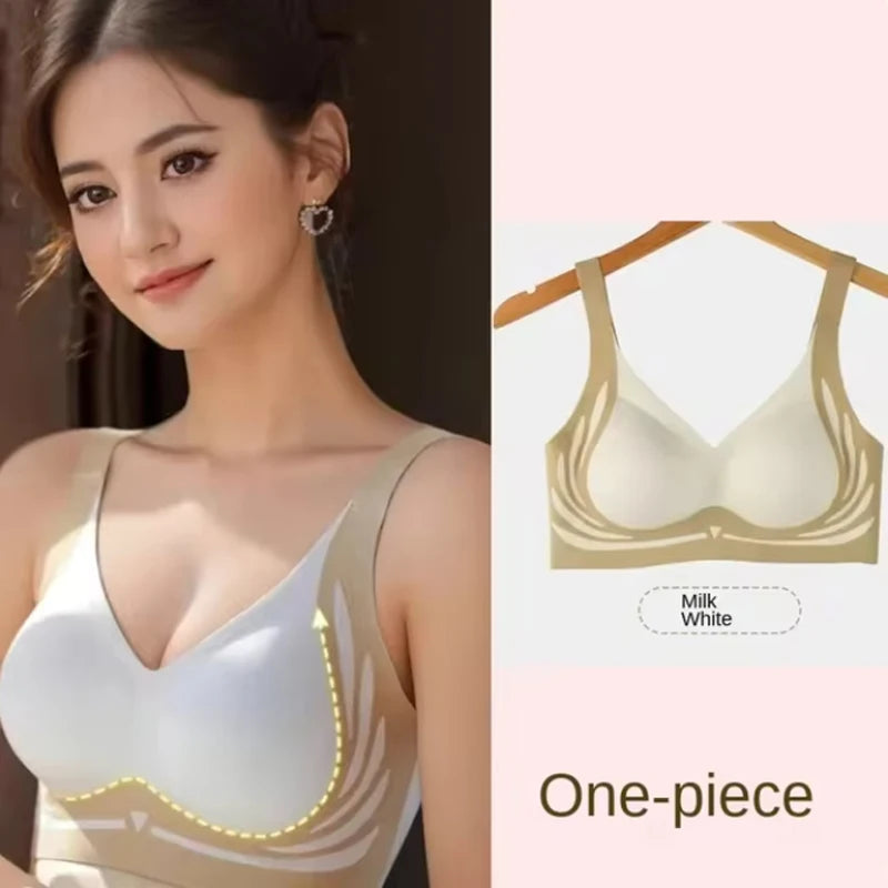 Super Gather Wireless Push-up Bra Women Gathered Up Soft Support Adjustable Underwear Anti-sagging Seamless Lift-up Bra