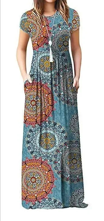 Spring Summer Boho Long Dress for Women Casual baratos Floral Fashion Print Clothing Elegantes Evening Dresses Vestidos de Mujer