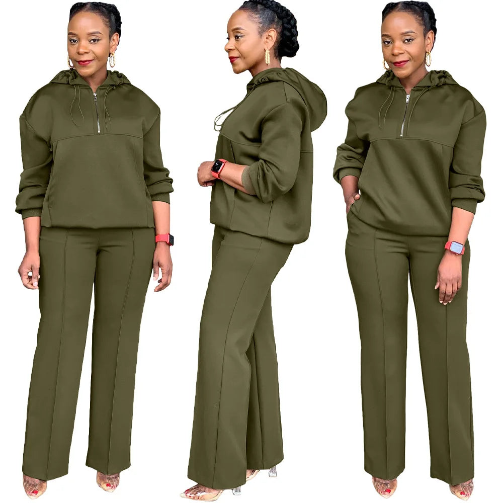 CM.YAYA Long Sleeve Women Set Loose Long Sleeve Hoodies Pant Suits 2024 Spring 2 Two Piece Sets Sporty Tracksuits Street Outfits