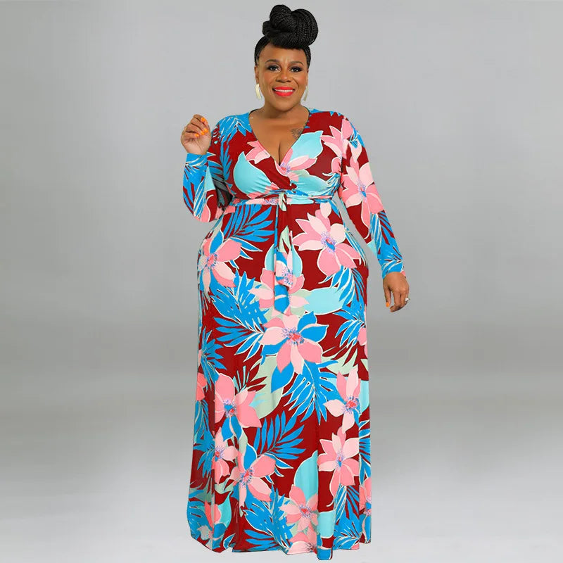 XL-5XL Plus Size Clothes Dresses Women Robes Summer Spring Long Sleeve Street Style Casual 3XL 4XL Big Size Maxi Dress Oversize