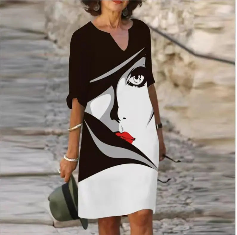 New Spring Women Loose Vintage Ruffles Dress Summer Large Big Printed Boho Casual Party Elegant Dresses