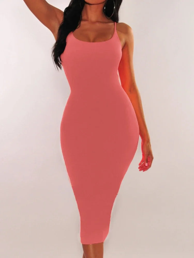 Sexy Wrap Chest Girdling Waist Long Bodycon Dress Women Spaghetti Strap Solid Color Skinny Dress Elegant Club Party Vestidos