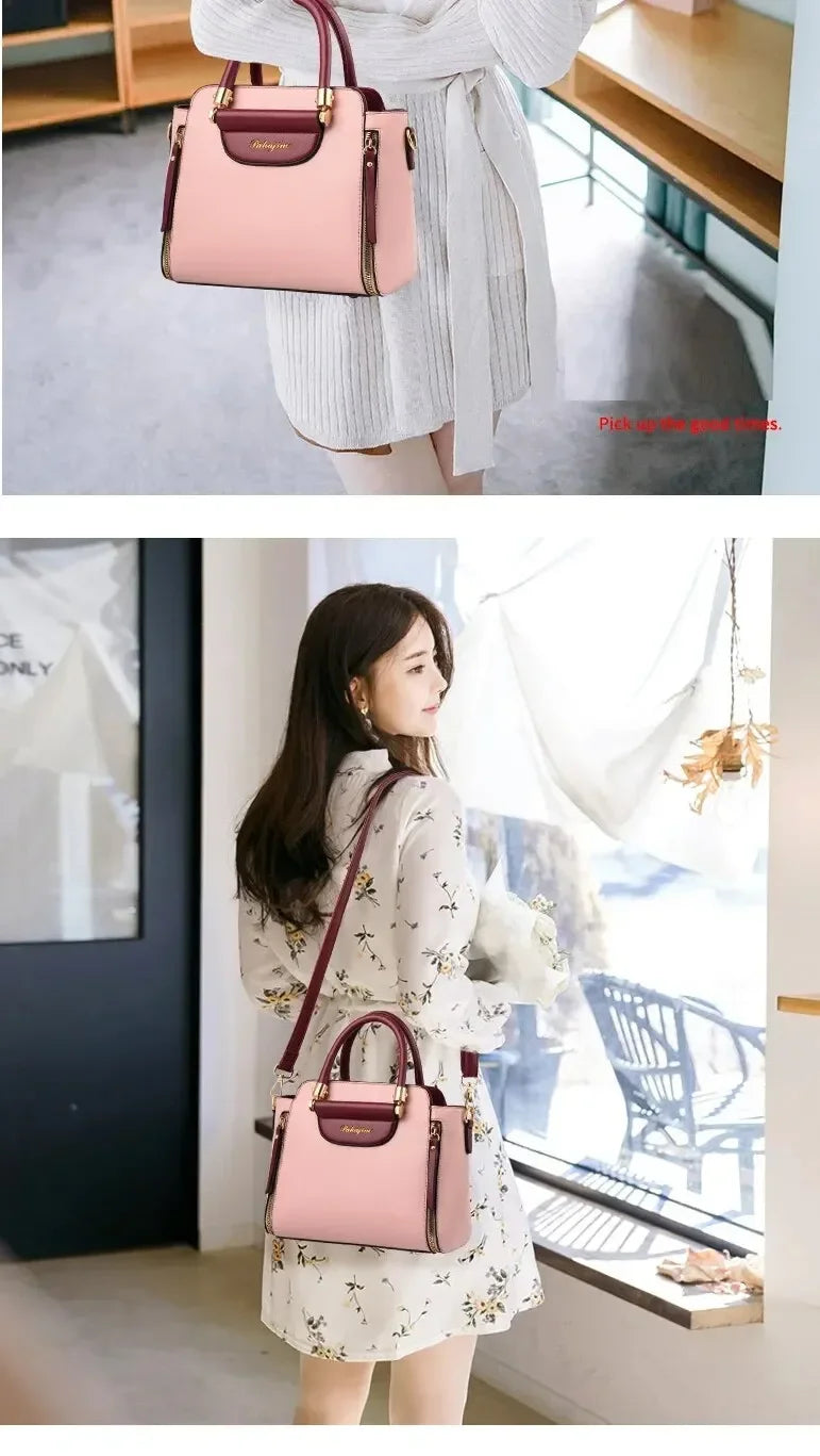 Fashion Color Contrast Handbag, Stitching Striped Crossbody Bag Women's Elegant Office & Work Purse