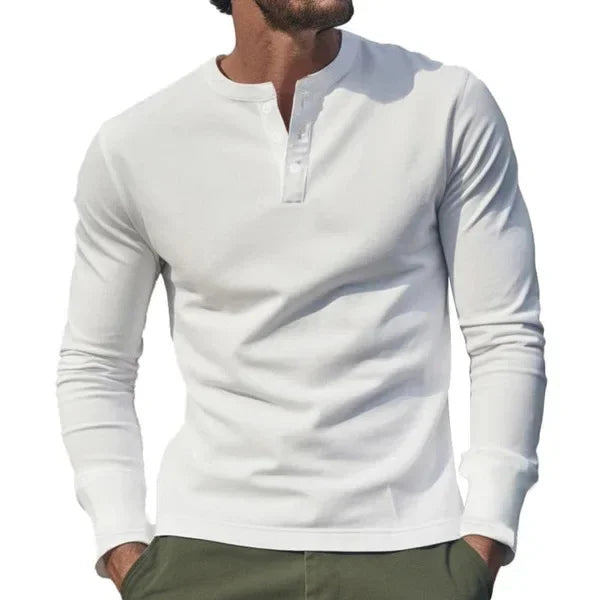 Cross-border Spring and Autumn Clothing European and American Men's T-Shirt Long-sleeved Men's Base Henry Shirt