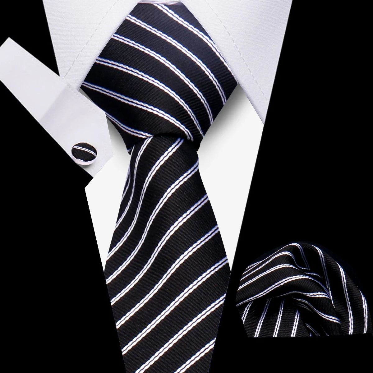 Tie Men Business Necktie Set Classic Plaid Cufflinks Handkerchief For Suit Wedding High Quality 3pcs Ties Sets Formal Gravata