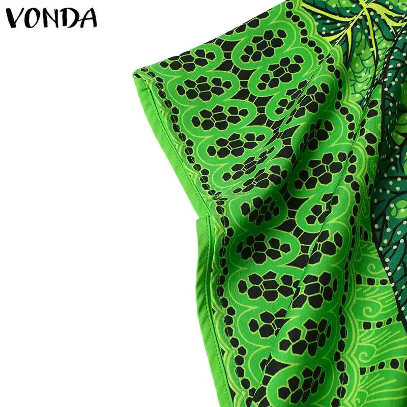 Summer Maxi Dress VONDA Sexy Bat-wing Sleeve Party Sundress 2024 Fashion Bohemian Printed Vestidos Casual Robe Oversized