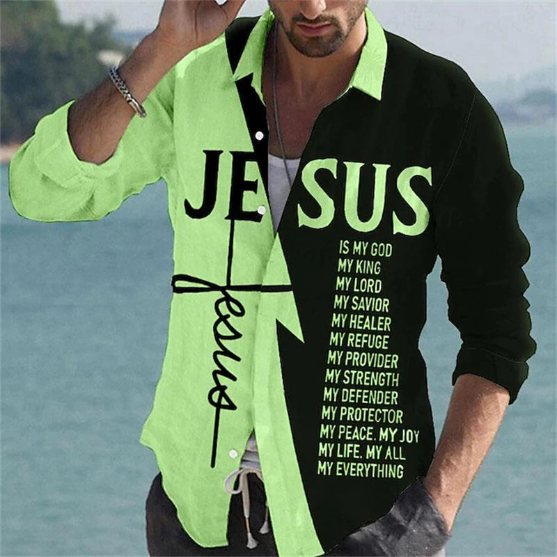 2024 Fashion Men's Elegant Shirt Spotted 3D Printed Lapel Button Up Classic Long Sleeve Shirt Temperament Men's Partywear