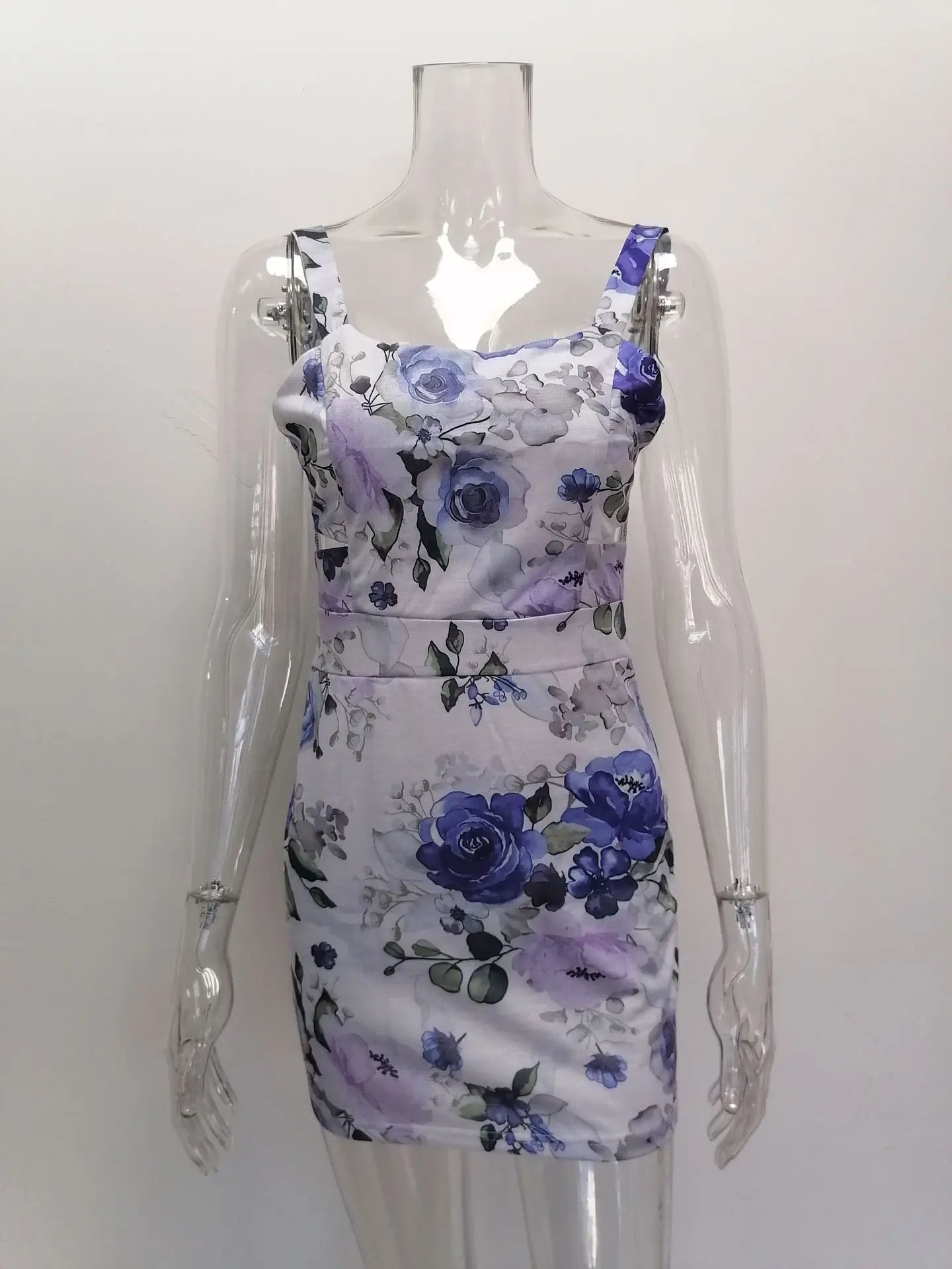 Spring Summer Printed Mini Dresses For Women Sleeveless Hollow Out Package Hip Slim Short Dress Fashion Night Club Party Vestido