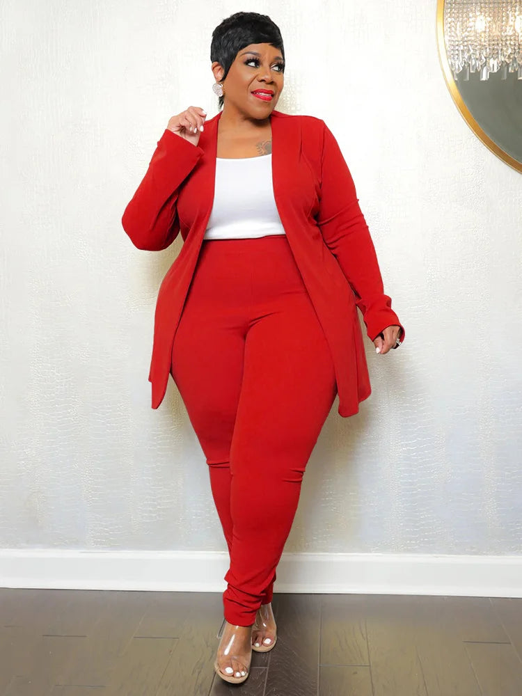 Wmstar Plus Size Two Piece Outfits Women Matching Suit Solid Top Leggings Pants Sets Casual Fall Winter