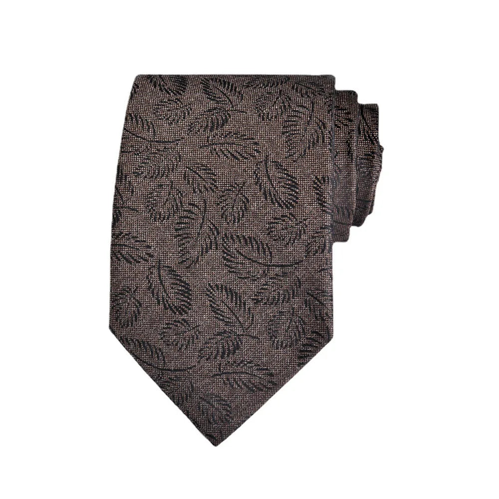 Brown Tie For Men Classic Style 8CM Tie Striped Jacquard Ties Wine Red Wedding Gravatas Formal Business Neckties Gifts For Men