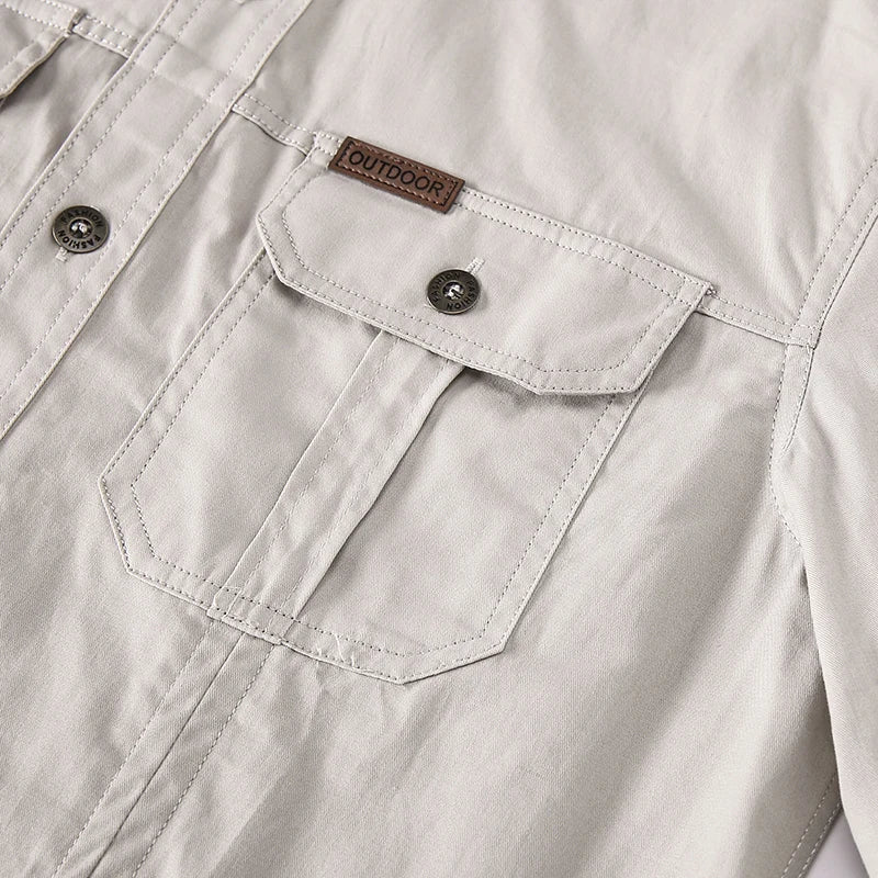 2024 Spring Cotton Cargo Shirt for Men Long Sleeve Multi-Pocket Shirts Outdoor Casual Colthing High Quality Militar Overshirt