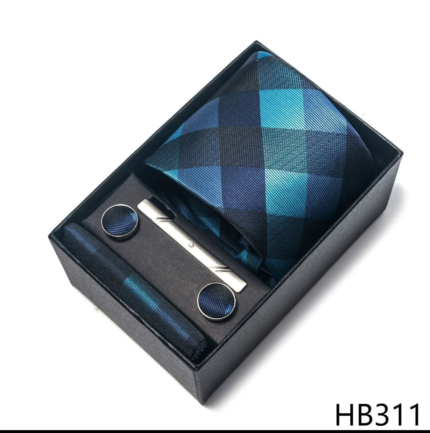 Luxury Brand 8 cm Tie Handkerchief Cufflink Clip Set For Men Wedding Gravata Suit Accessories Holiday Gift Box