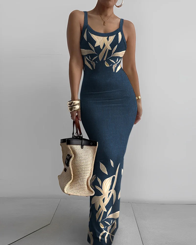 CM.YAYA Summer Women Sleeveless Strap O-neck Sexy 2024 Summer Long Evening Dress Knit Ribbon Night Club Party Maxi Dresses