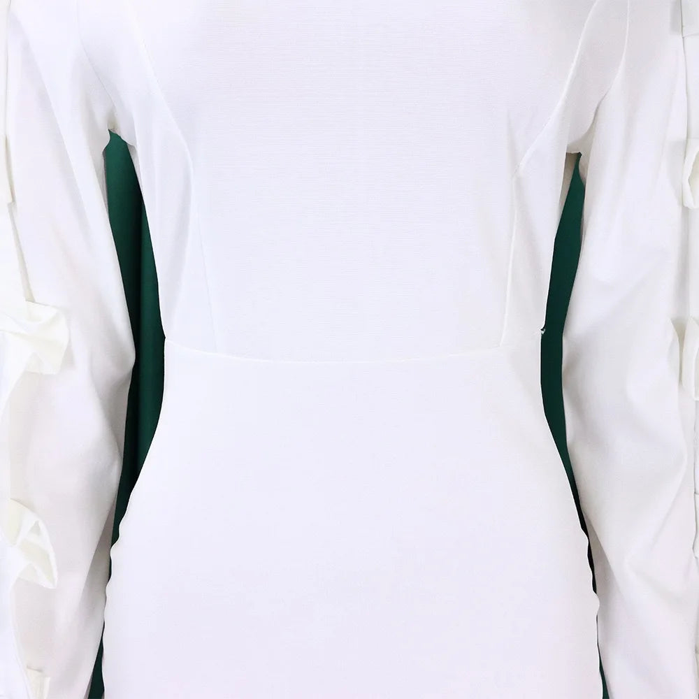 Elegant Office Dresses for Woman 2024 New O Neck Petal Sleeve Sheath Package Hips Mid Calf Formal Business Work Wear Dress Midi