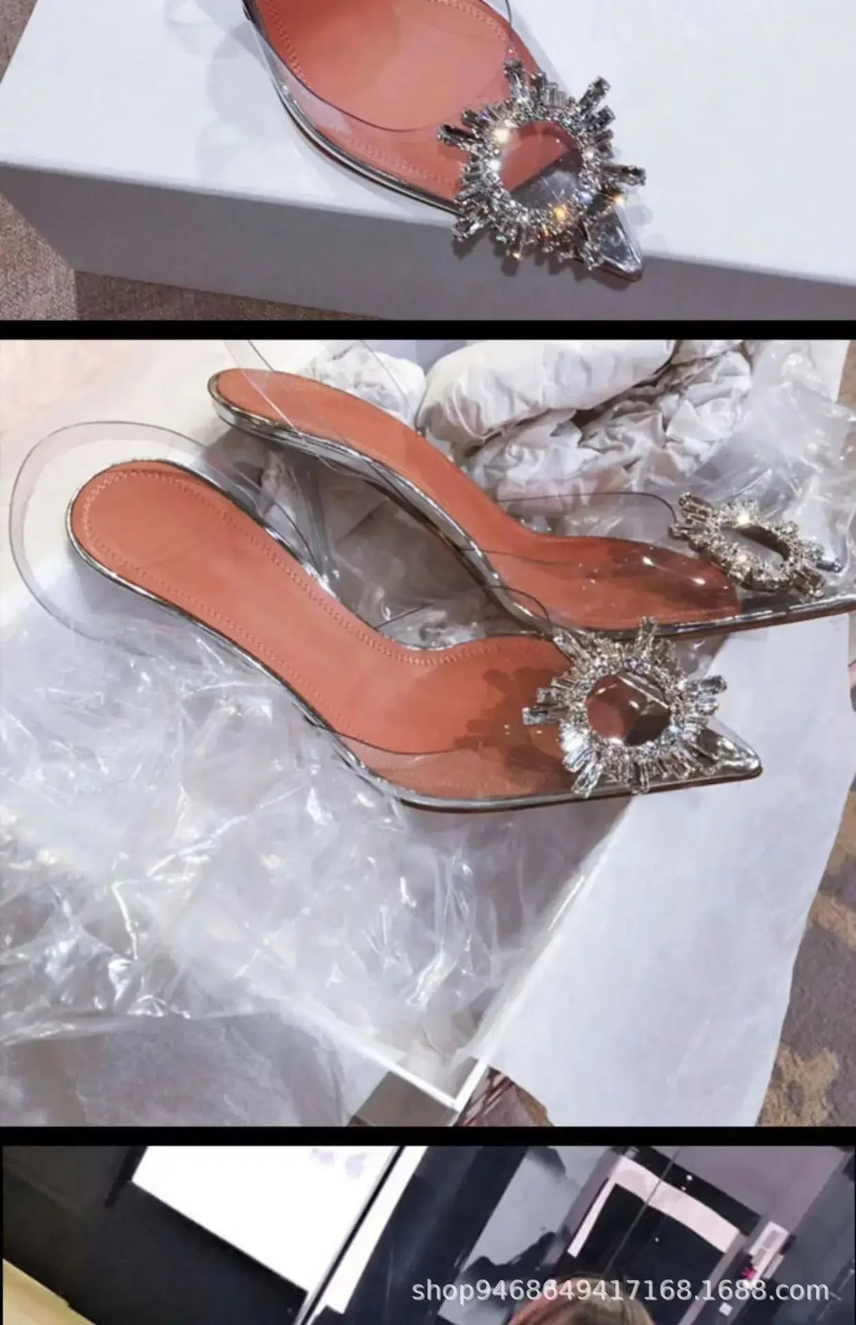 2024 Women Pumps Luxury Crystal Slingback High Heels Ladies Summer Shoes Pumps Woman Heeled Party Wedding Shoes Plus Size
