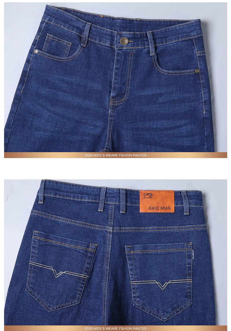 2024 New Stretch Slim Fit Pants Comfortable Soft Business Denim Trousers Male Brand Clothing Men Fashion Straight Jeans 28-40
